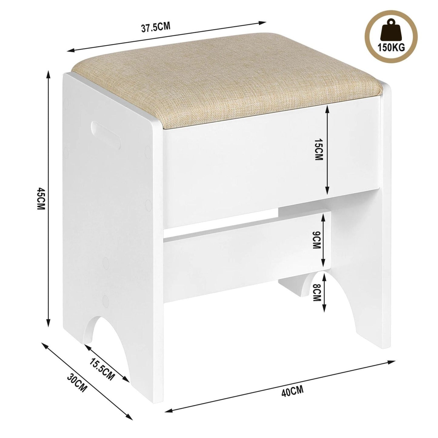Tabouret blanc pour coiffeuse | UT. Unique