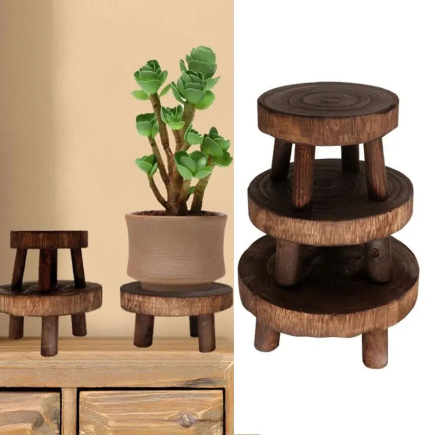 Tabouret plante en bois | UT.