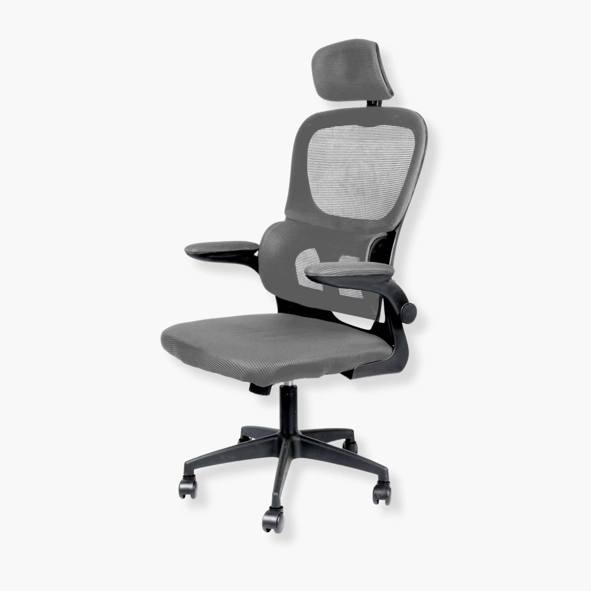 Chaise de bureau à roulettes avec appui-tête Gris