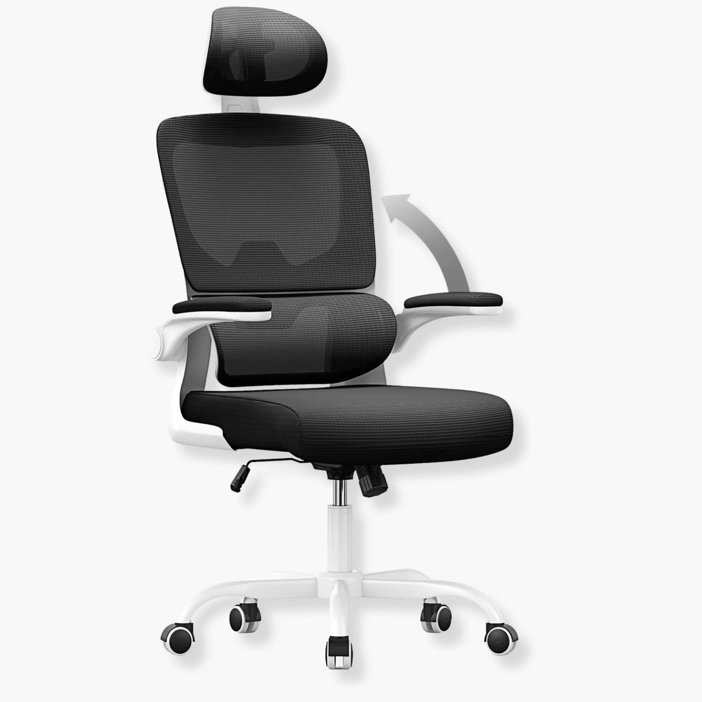 Chaise de bureau à roulettes ergonomique  Noir et blanc