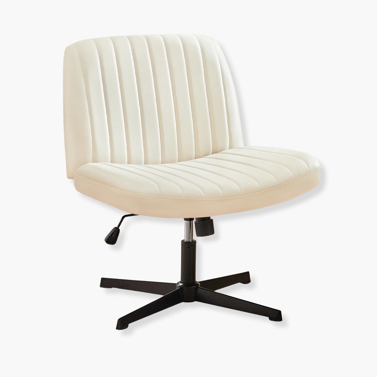 Chaise de bureau en cuir marron à assise large Beige