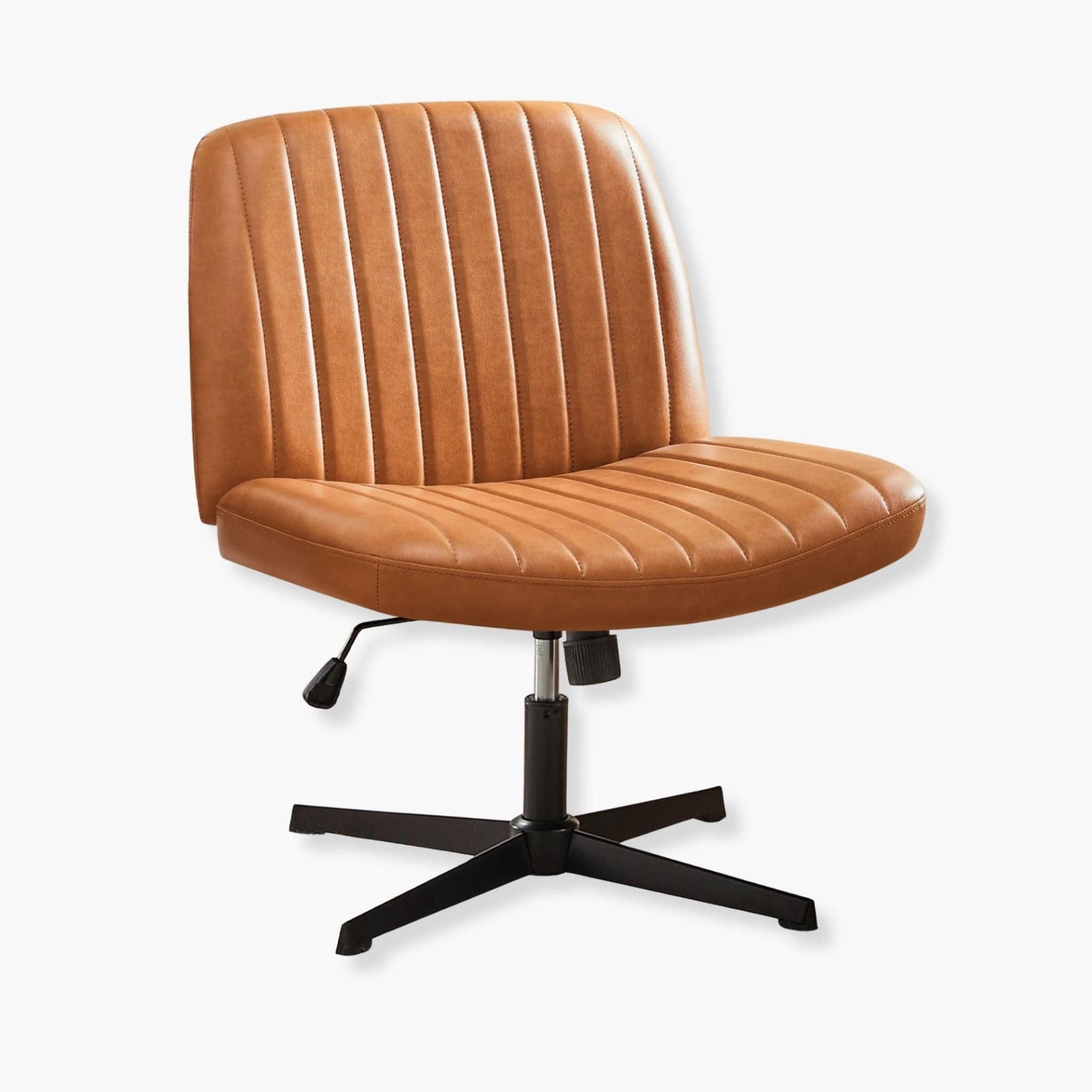 Chaise de bureau en cuir marron à assise large Marron