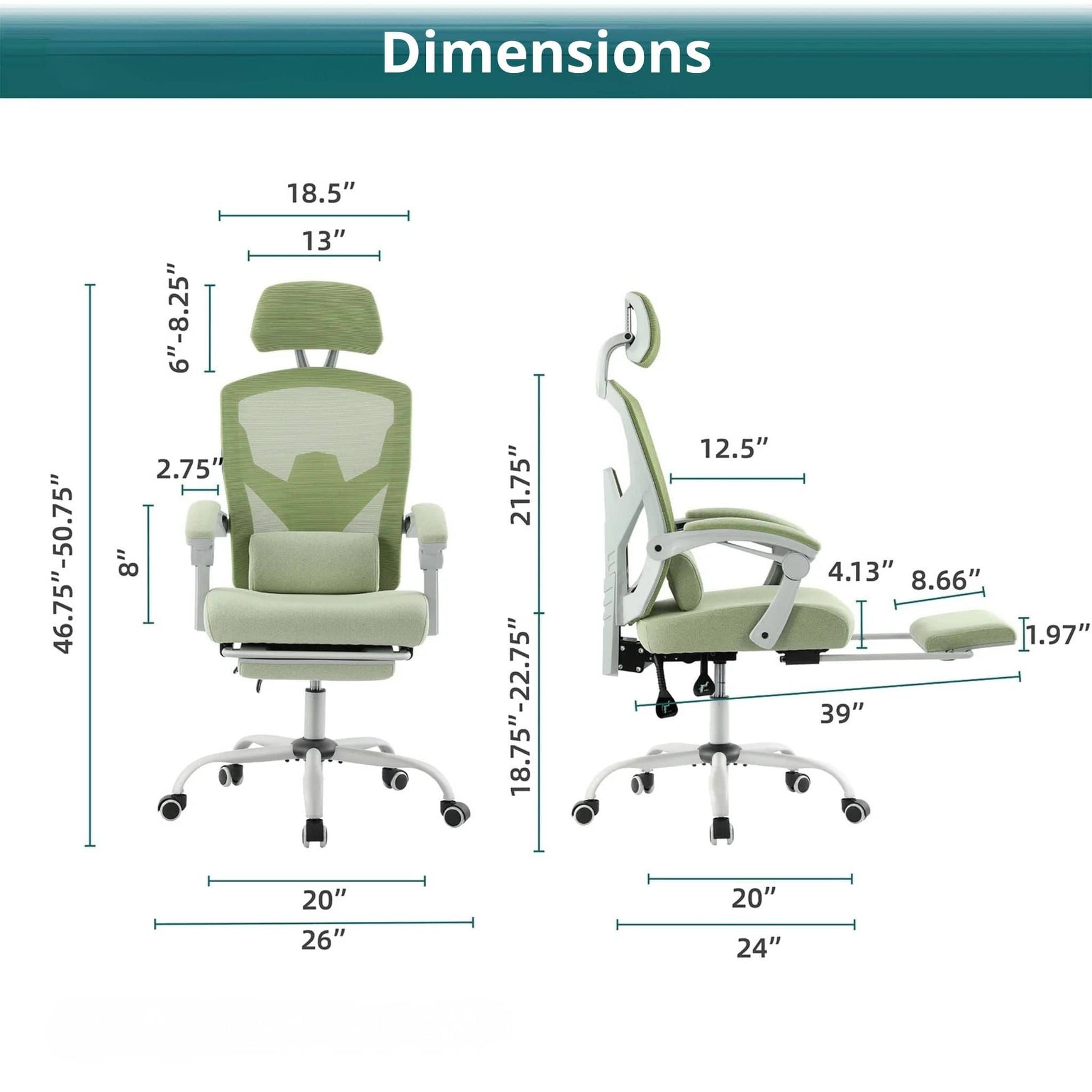 Chaise de bureau ergonomique avec repose-pied extensible