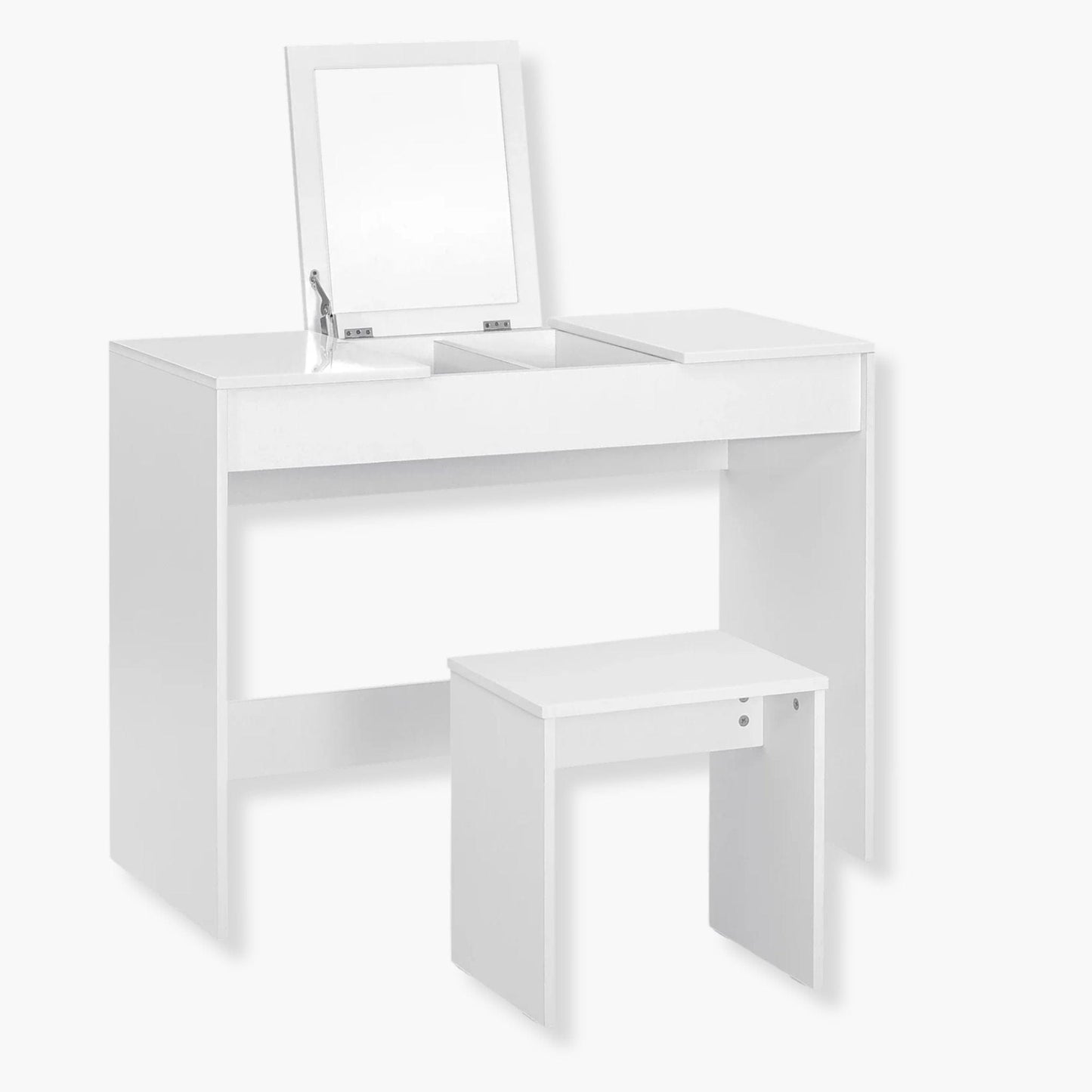 Coiffeuse avec miroir et tabouret | UT. Blanc
