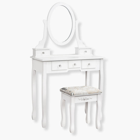 Coiffeuse avec tabouret et miroir | UT Blanc