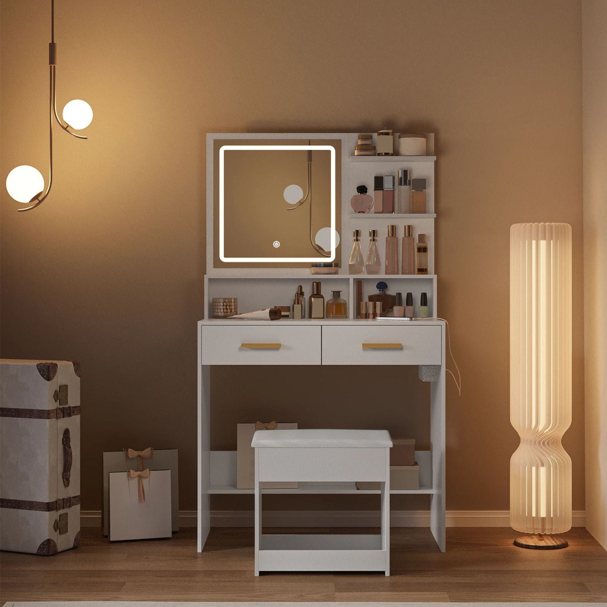 Coiffeuse avec tabouret | UT. Blanc